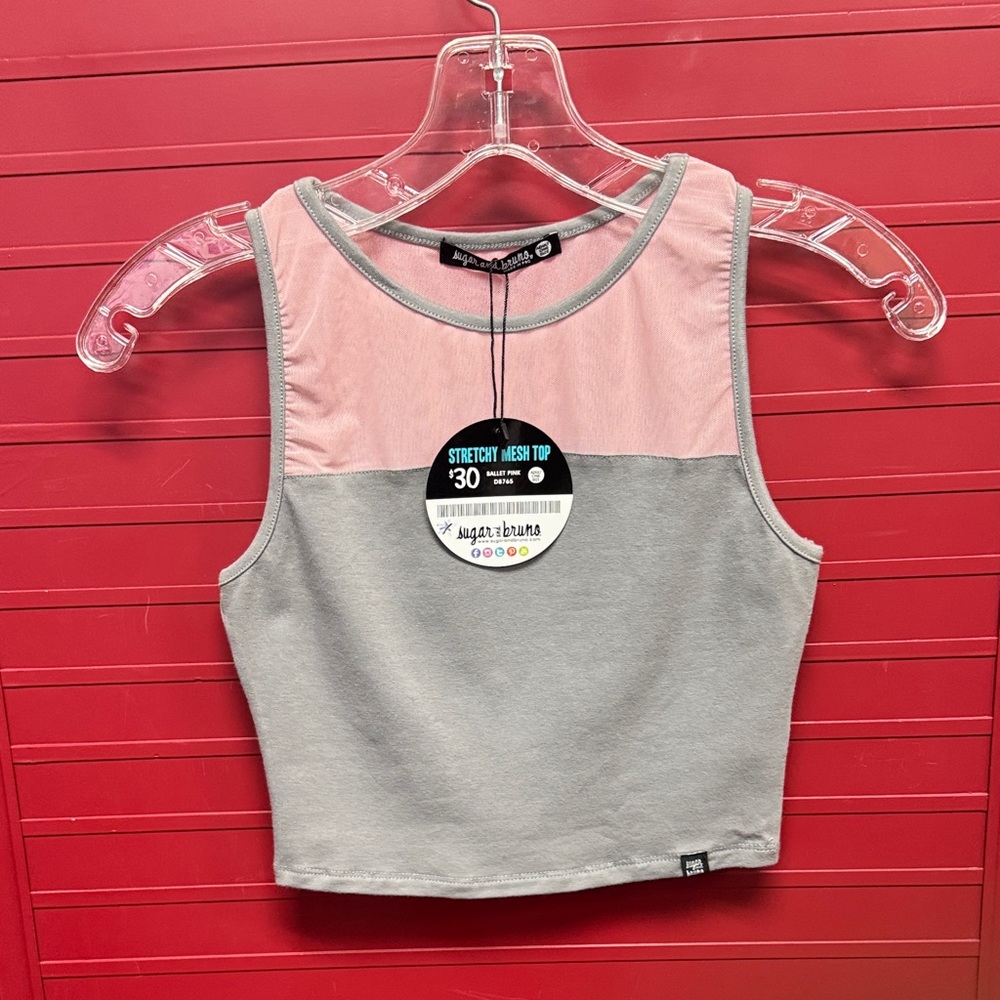 Pink and Gray Women's Crop Top